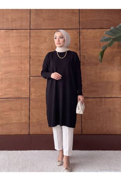 Modanurseda Tesettür Oversize Uzun Triko Tesettür Tunik
