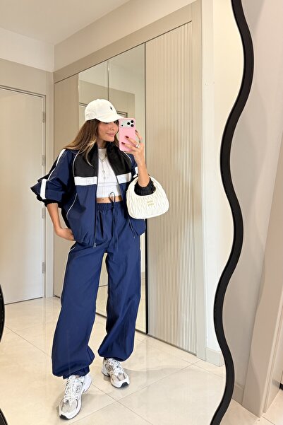 Gizem Ecemiş Bianca Lacivert Kontrast Geçişli Paraşüt Takım