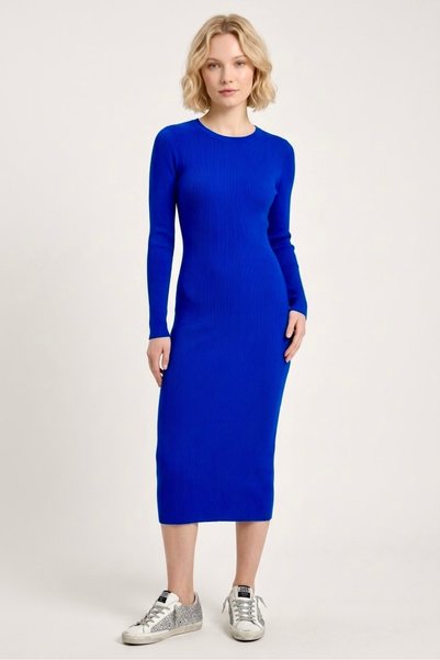 VQ CONCEPT Women's Ribbed Long Sleeve Slim Fit Trendy Stylish Knitwear Dress