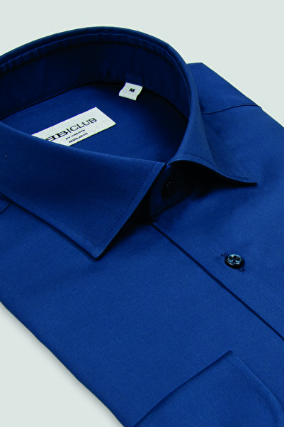 Abbate BB Club Lima Saten 100% βαμβάκι Regular Fit Indigo Classic Collar Ανδρ...