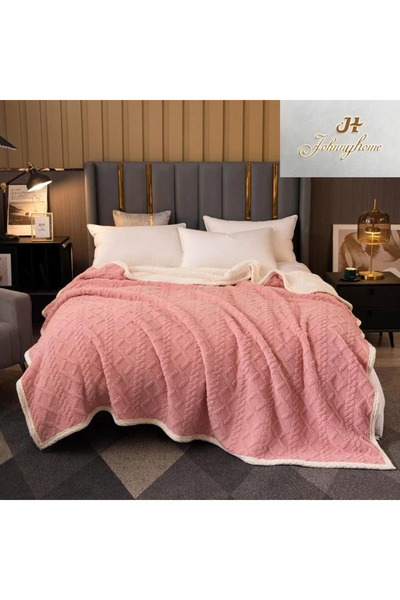 decorami Patura CoCoLiNo tip Tricotaj cu blanita, 200x230cm, Roz
