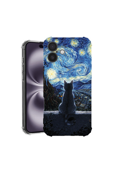 bestcase Αντικραδασμική Θήκη για Apple iPhone 17, Γάτα στην Έναστρη Νύχτα, 20...