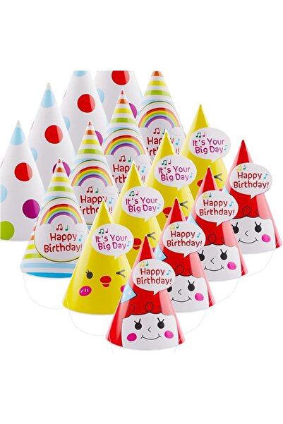 HaveLovely 40 Pcs Birthday Party Hats, Paper Cone Hats for Kids Adults, Red a...
