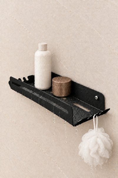 cutuny Mat Siyah Duvara Monte Paslanmaz Çelik Banyo Rafı - Modern Şampuanlık ...