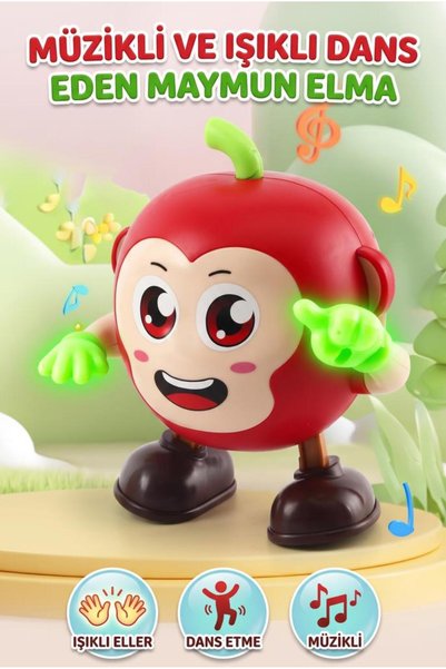 Tıfıl Toys Işıklı Müzikli Dans Eden Elma Maymun Oyuncak - Ses Kaydeden Taklit...