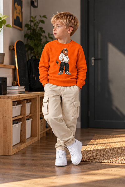 Cool Aslan Baskılı 3 İplik Şardonlu Çocuk Sweatshirt