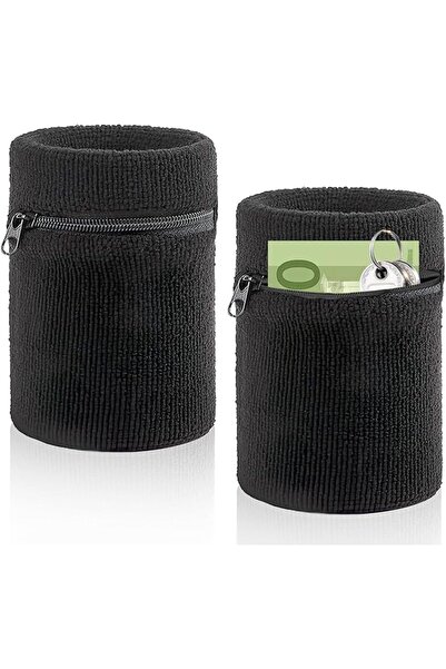 Yelajoy 2 PCS Sports Wristband, Wrist Sweatband with Pocket, Athletic Wrist W...