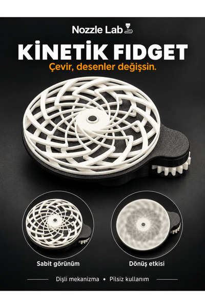Kinetik Fidget Çark – Dişli Mekanizmalı Optik İllüzyonlu Stres Oyuncağı