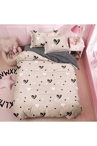 decorami 1 person underwear, 4 pieces, Satin Cotton type, Beige hearts