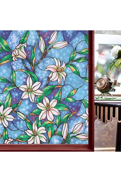 X SPRING Privacy Window Films, 200x45cm Stained Glass Window Cling, Static Ad...