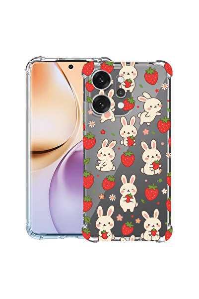 bestcase Husă Antișoc pentru OPPO Reno14 F / Reno14 FS, Model Iepure și Căpșu...