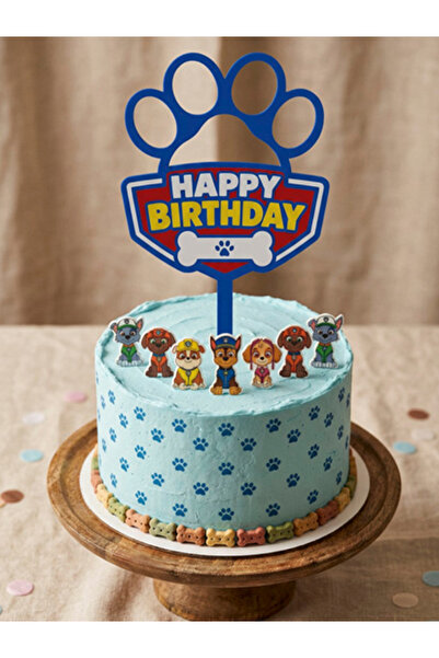Paw Petrol Temalı Happy Birthday Pasta Süsü