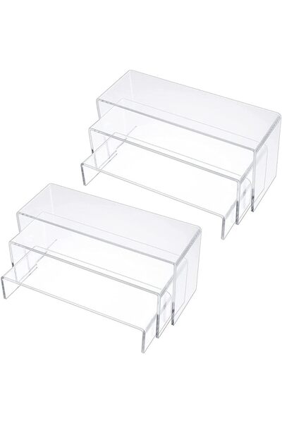 Generic حامل عرض أكريليك، رف مستطيل شفاف للعرض، عبوة من 6 قطع