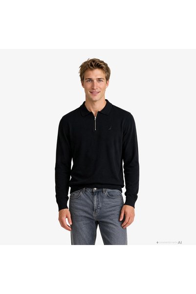Nautica Erkek Siyah Regular Fit Triko