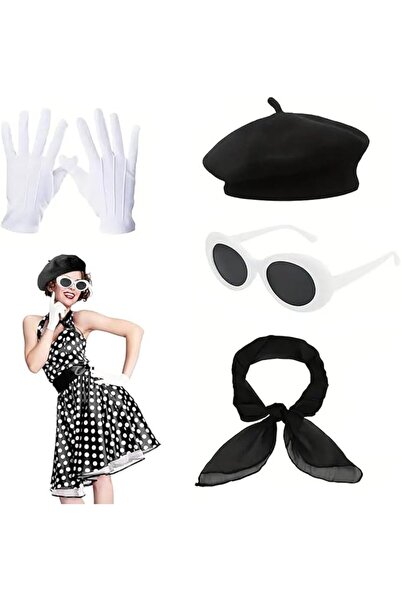 wisfunlly 1950's Womens Costume Accessories Set, French Themed Party Beret Ha...