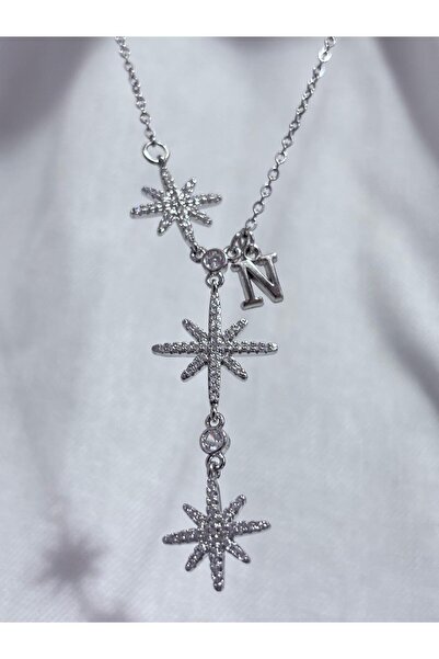 bijoux uniques 316L Steel Polar Star Female Y Model Necklace with Letter N