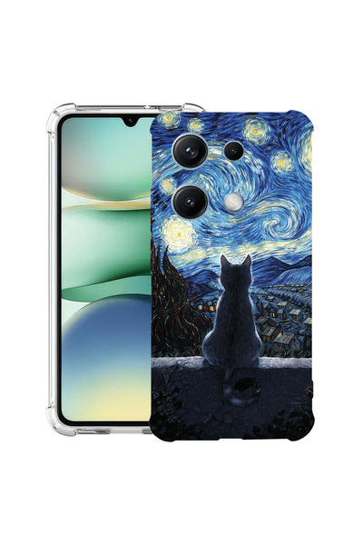 bestcase Αντικραδασμική Θήκη για OPPO A6 Pro, Γάτα στην Έναστρη Νύχτα, 209999...