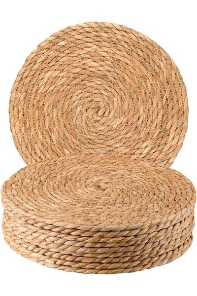 Generic Round Woven Placemats Set of 4, 12Inch Boho Rattan Placemats, Natural...
