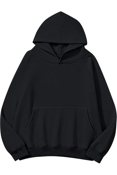 GENERAL Lauweion Women Solid Basic Fleece Letter Loose Hoodie Sweatshirt Long...