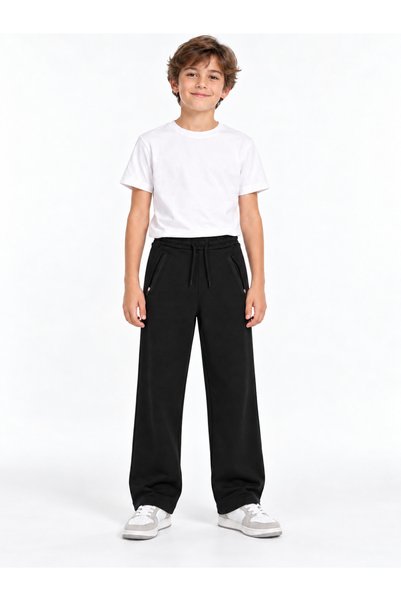 Mışıl Kids 31510-26 Boy's 2-Thread Sweatpants, Elastic Waist and Lace-Up, Wid...