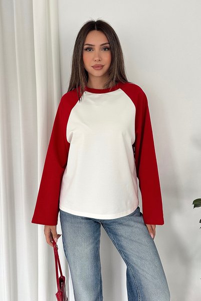Noa&Noa Hanorac de bază pentru femei, cu mâneci raglan și decolteu tip crew neck