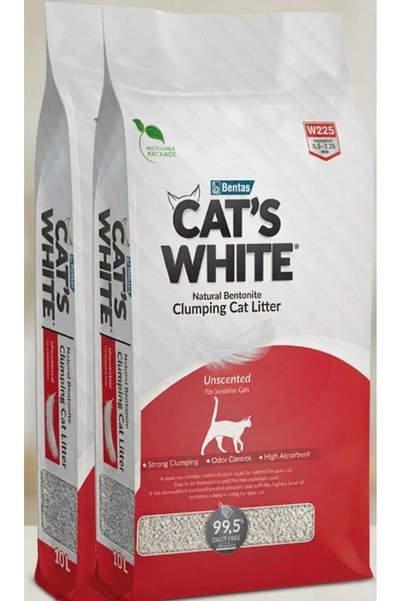 Cat's White CATS WHİTE KOKUSUZ KEDİ KUMU 10 LT 2 ADET