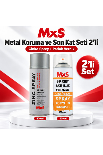 Metal Koruma ve Son Kat Seti 2’li – Çinko Sprey + Parlak Vernik 400 ml