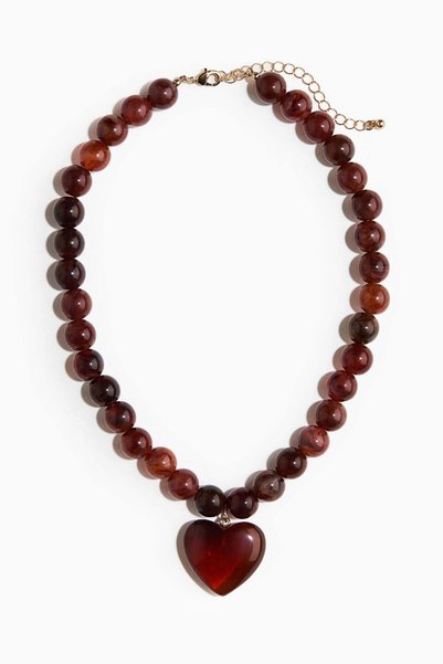 H&M Beaded heart-pendant necklace