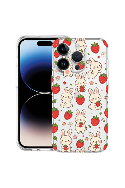 bestcase Αντικραδασμική Θήκη για Apple iPhone 16 Pro, Σχέδιο Κουνέλι Φράουλα,...