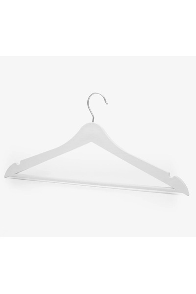 Cazoria 3 Bucăți - Umerașe din plastic cu aspect de lemn pentru haine, albe