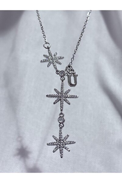 bijoux uniques Lettered 316L Steel Polar Star Women's Y Model Necklace