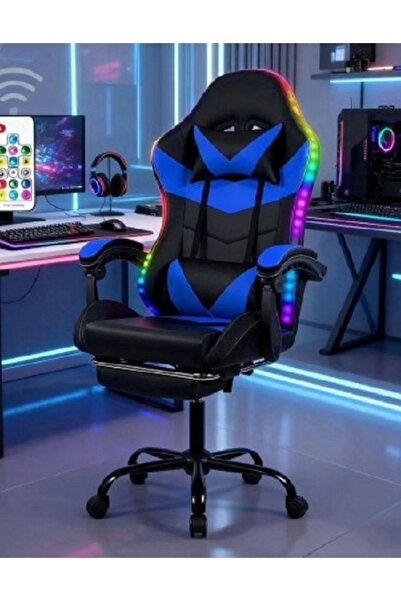 Generic Brand Καρέκλα Gaming RGB LED Μπλε Μαύρο