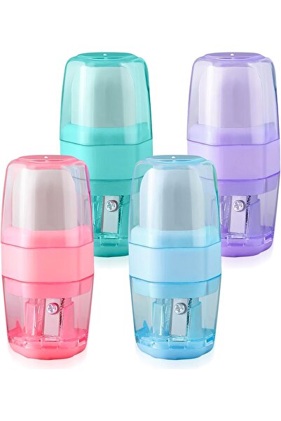 Generic 4 Pack 2-in-1 Pencil Sharpener and Eraser Combo - مجموعة 4 قطع براية ...
