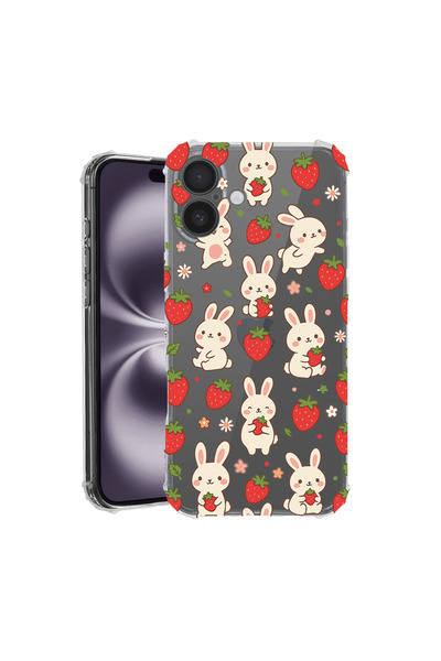 bestcase Αντικραδασμική Θήκη για Apple iPhone 16, Σχέδιο Κουνέλι Φράουλα, 182...