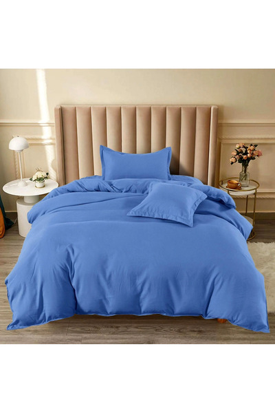 decorami Bed linen 140x200cm, FINE Cotton , 4 pieces, with Stretchy, Blue