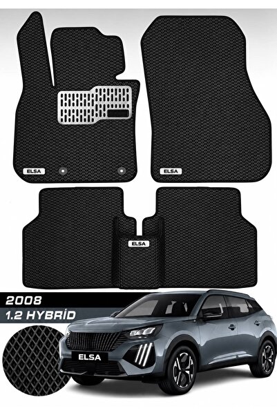 Peugeot 2008 1.2 Hybrid Uyumlu Hücreli Premium Eva Paspas Seti Siyah