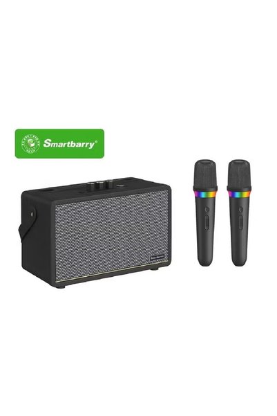 Smartberry M91 Karaoke Machine Portable Speaker with Dual Wireless Mics RGB L...