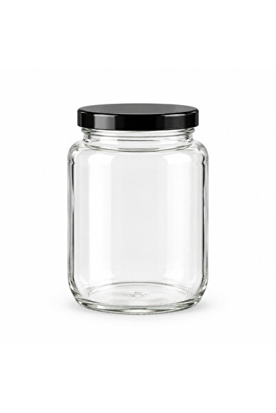 House Mart Glass Jar with Black Lid - 630ml