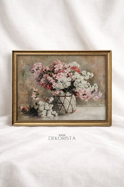 HOME DEKORİSTA Vintage CAMSIZ çiçek tablo, çiçek duvar dekoru, çiçekli tablo ...