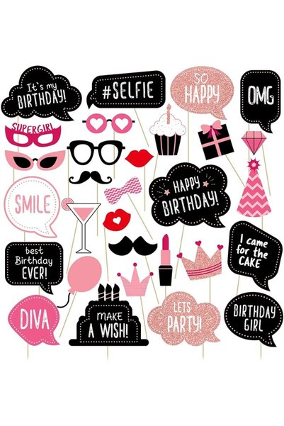 Tazweeq Photo Booth Props for Party, Birthday Photo Booth Props Kit