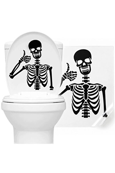 Korbi Autocolant amuzant de Halloween cu schelet pentru capacul de toaletă