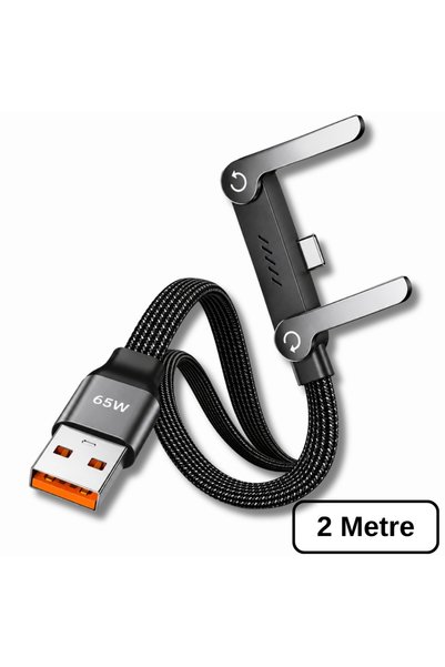 Alfais 6046 Usb 3.0 To Type C Şarj Data Kablosu Standlı Katlanabilir Hızlı 65...