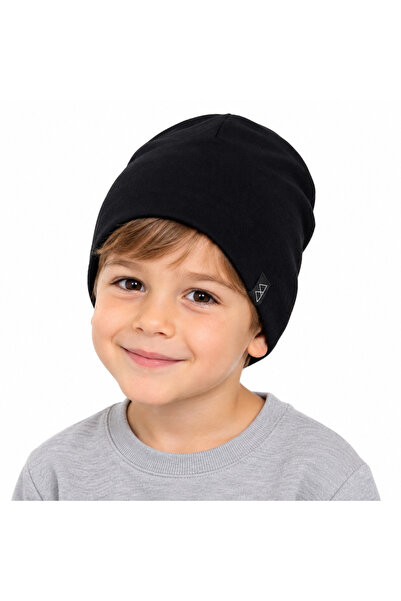 ues Unisex Siyah Düz Basic Çocuk Bere