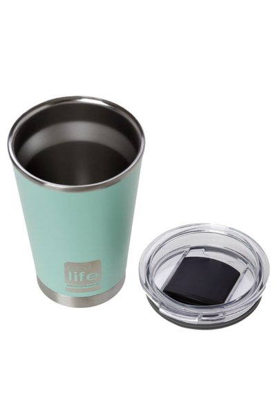 Ecolife ΑΝΟΞΕΙΔΩΤΟ ΘΕΡΜΟΣ LIFE ΣΚΟΥΡΗ ΜΕΝΤΑ 370ML ΜΕ ΔΙΑΦΑΝΕΣ ΚΑΠΑΚΙ ΔΙΠΛΟΥ Τ...