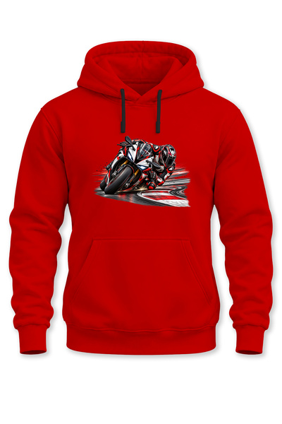 WİDİ Unisex Sportbike Motorcycle Printed Hooded Sweatshirt Race Track Rider D...