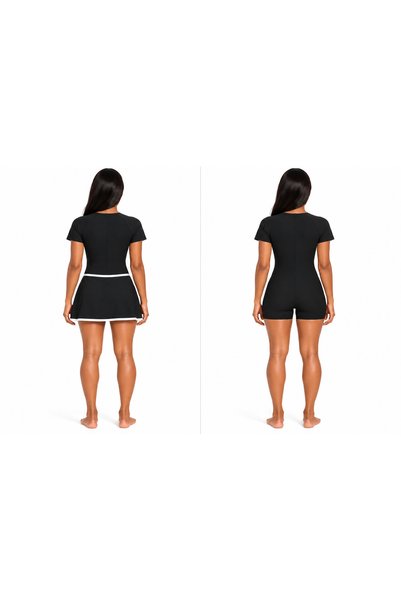 YUYİ Costum de baie pentru femei TESMAY, cu fustă, din material cu uscare rapidă
