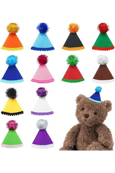 TERRIFI Party Hats, Reusable Large Birthday Headwear with Pom Poms, Colorful ...