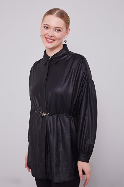 Levidor Shoulder Ruffle Detailed Shirt Black