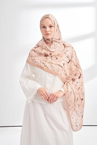 ARMANDA Floral Archive Rosalie Pattern Shawl - Latte Beige