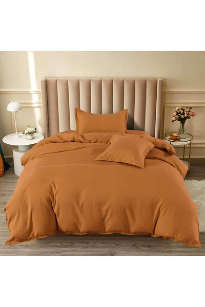 decorami Bed linen 140x200cm, FINE Cotton , 4 pieces, with Stretchy, Brown